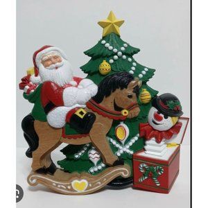 Burwood #3123 Santa Homco Christmas Toy Collage Vtg Rocking Horse Wall Plaque